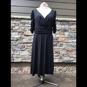 Soft stretchy black jersey dress, 3/4 sleeves